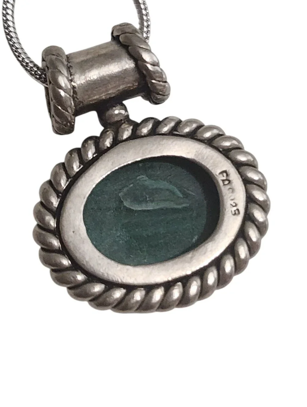 Sterling Silver Malachite Stone  Pendant Necklace